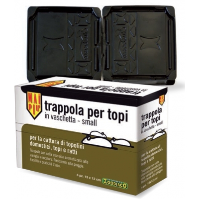 Trappola a base di colla atossica incolore, aromatizzata alla nocciola e resistente alla pioggia
Facilità e praticità d’uso
