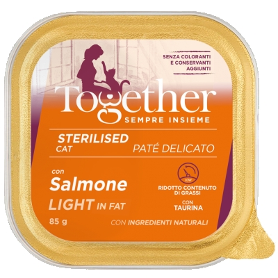 Alimento completo con trota per gatti adulti sterilizzati.
